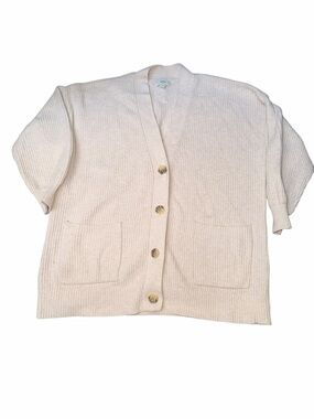 aerie Cream Ribbed Button-Up V-Neck Cardigan